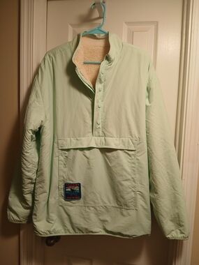 Mint Green Pullover Anorak with Sherpa Lining
